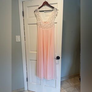 Elegant Vintage Pink Lace Nightgown